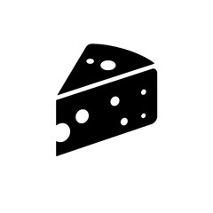 Cheese Wedge Icon: A simple yet striking vector icon of a wedge of cheese, featuring distinct holes, perfect for menus, culinary websites, or cheese-related designs. 