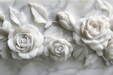 Fototapeta premium Valentine relief with elaborately carved roses and fine details