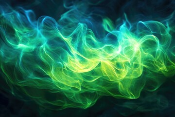 Obraz premium Abstract swirling green and blue energy, vibrant luminous waves, ethereal glow, digital art.