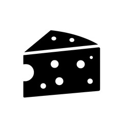 Cheese Wedge Icon: A simple yet evocative icon depicting a wedge of cheese, featuring characteristic holes, perfect for menus, websites, and culinary designs.