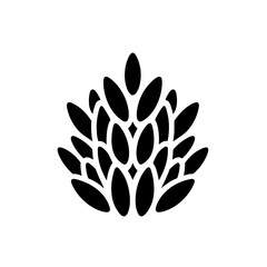 Abstract Seed Cluster: A stylized illustration of a cluster of seeds, depicted in a bold black silhouette against a clean background. The design evokes feelings of growth, harvest.