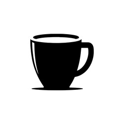 Coffee Cup Icon: A simple yet elegant silhouette of a coffee cup, perfect for branding, menus, or web design. The sleek design conveys a sense of warmth and comfort. 