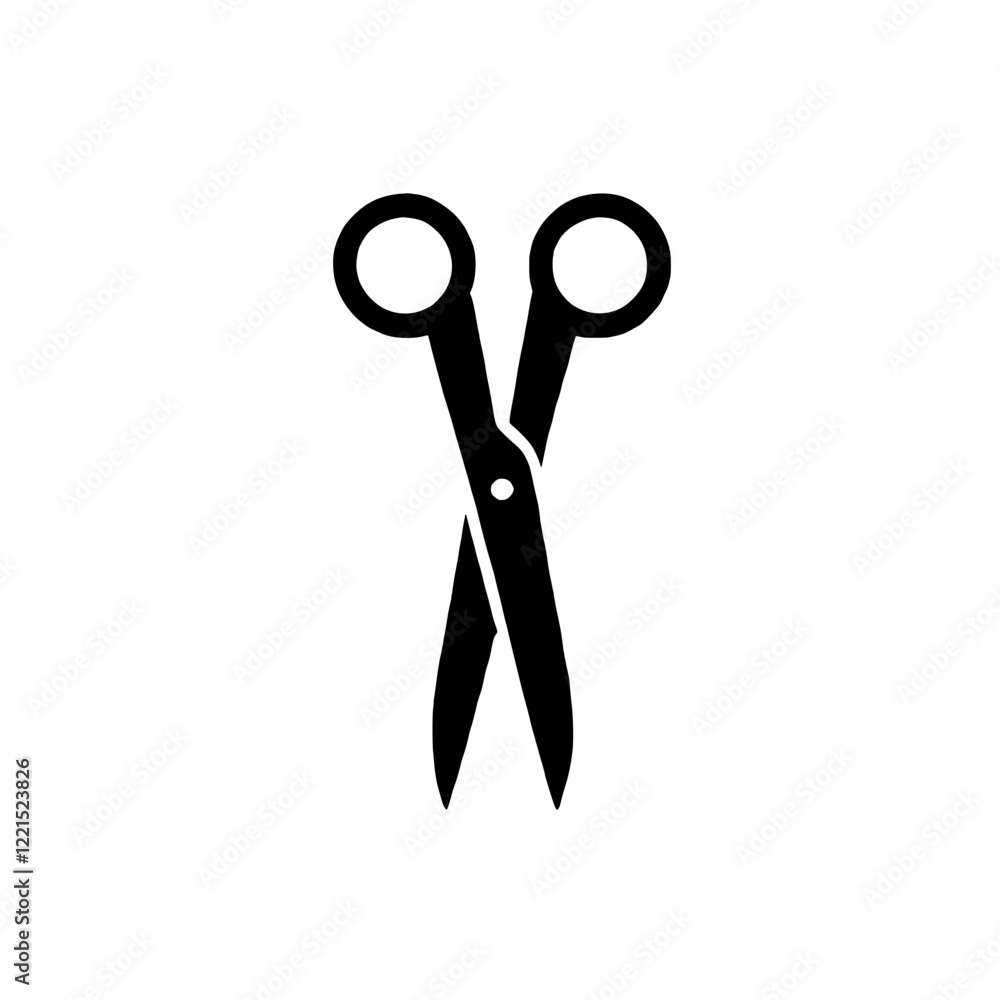 Aufkleber sharp scissors icon: a simple yet effective black silhouette icon of a pair of scissors, ideal for v