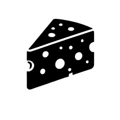 Swiss Cheese Wedge Icon: A simple yet striking vector graphic of a wedge of Swiss cheese, showcasing its characteristic holes. Perfect for menus, food blogs.
