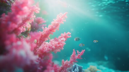 Fototapeta premium Coral reef painting vibrant tropical marine biodiversity colorful underwater life habitat