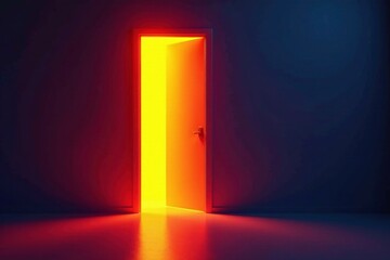 Glowing light emanating from partially opened door, glow, doorway, glow