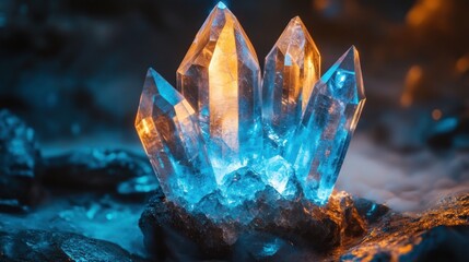 Obraz premium Luminous Crystal Cluster: A Mystical Gemstone Formation
