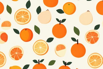 Obraz premium A vibrant and colorful pattern featuring oranges and lemons on a white background, great for various design projects