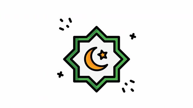  Rub El Hizb Icon, Filled Line style icon vector illustration, animated,animation,4k,alpha channel, Suitable for website, mobile app, print, presentation, infographic and any other project.