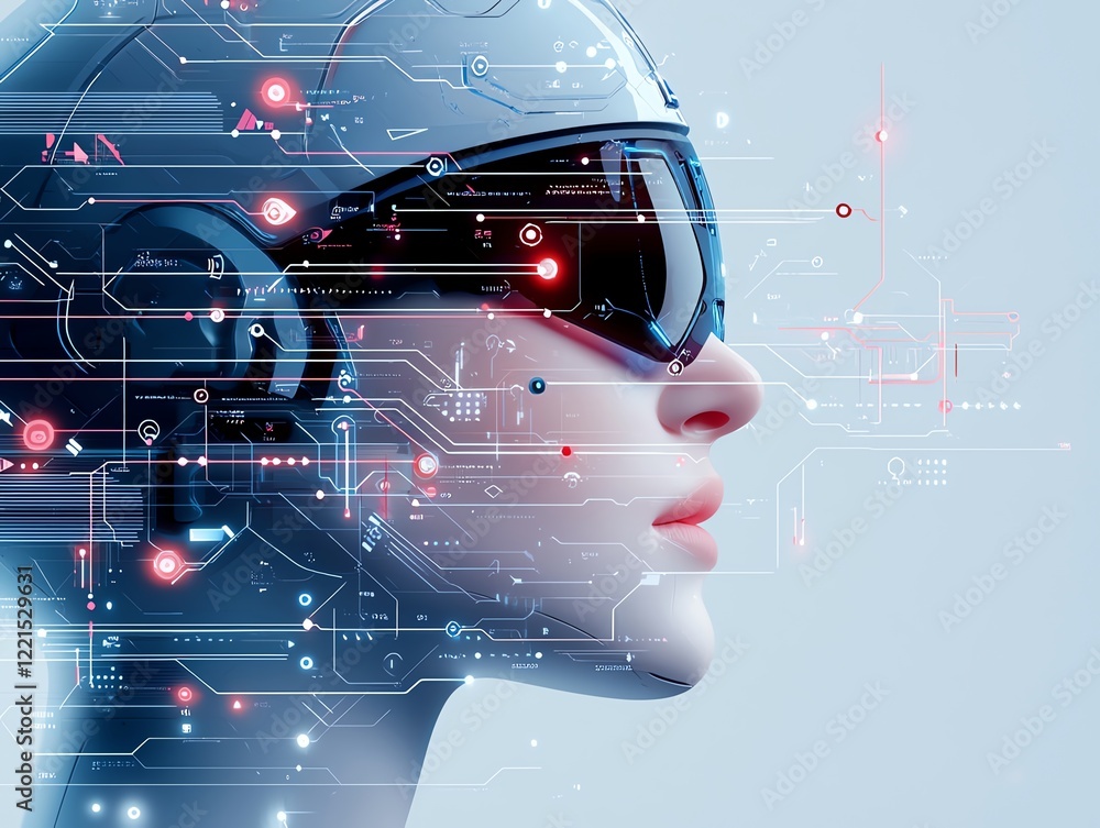 Poster a futuristic robot with advanced technological features and intricate circuits, showcasing the integ