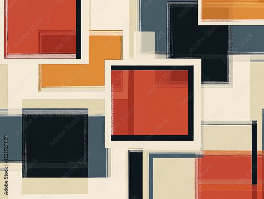 Poster an eye-catching arrangement of colorful abstract rectangles in dynamic order, giving a modern and en