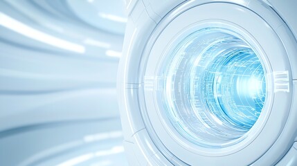 Obraz premium A close-up view of an advanced, futuristic technology device. The sleek design features glowing elements and a dynamic background, embodying innovation and modernity in technology.