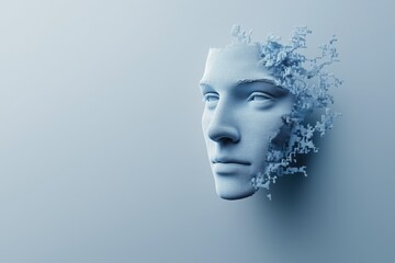 Abstrakte digitale Darstellung eines fragmentierten Gesichts

