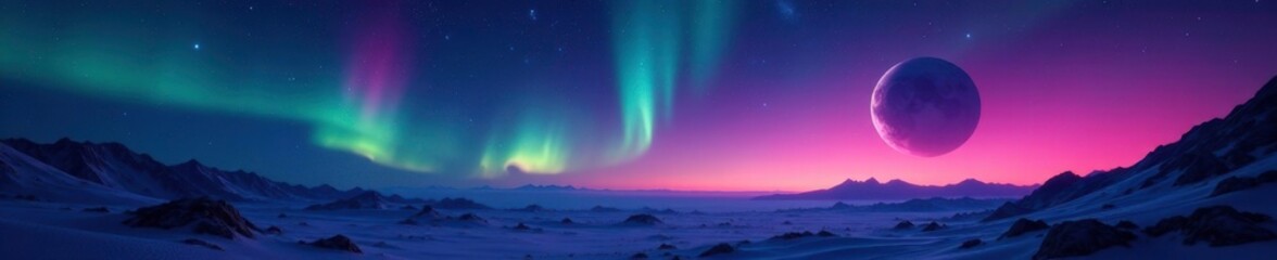 Fototapeta premium Glowing Martian night sky with stars and aurora, Stars, Night, Sky