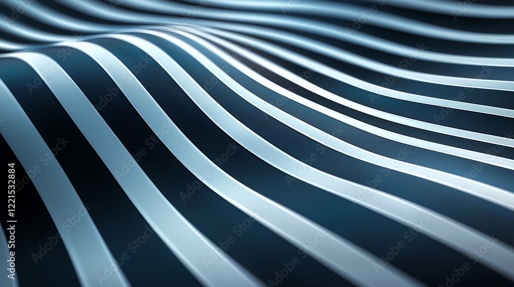 Poster abstract close-up of wavy lines in varying shades of blue and white, creating a visually striking pa