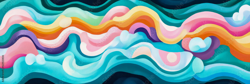 Poster abstract colorful wave canvas: a vibrant artwork featuring fluid, undulating forms in a spectrum of 