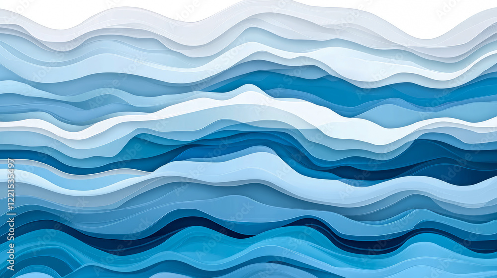 Poster abstract blue wave pattern: serene water layers