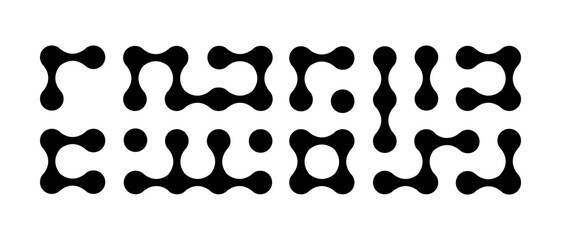 Fototapeta premium Metaball, connected dots. Abstract geometric transition pattern. Set of molecules. Vector illustration.