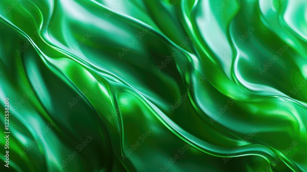 Poster a close-up view of a vibrant green fabric with texture and pattern visible