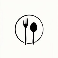 Simple fork spoon plate icon; restaurant menu design