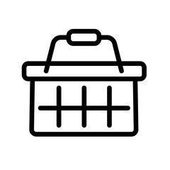 Set of linear icons shopping cart and basket icons in a store. Trolley and grocery basket . Blank template. Vector illustration.	