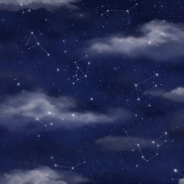 This artwork titled "Celestial Dreams" is a captivating depiction of a starry night sky. The image features a dark blue background speckled with countless twinkling stars.