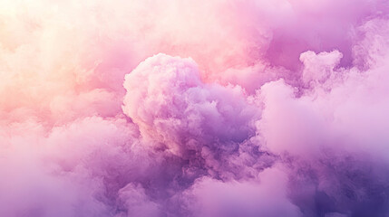 Fototapeta premium Fluffy Heart-Shaped Cloud Drifting in Pastel Sky at Sunset, Concept of Love, Tranquility, and Serenity in Nature. Valentine's Day