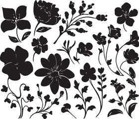 Set Flowers. Hand drawn vector illustration	