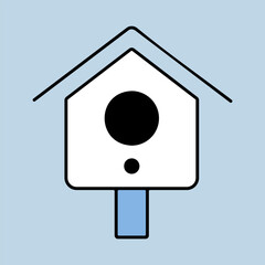 Wooden birdhouse, place for nest vector icon