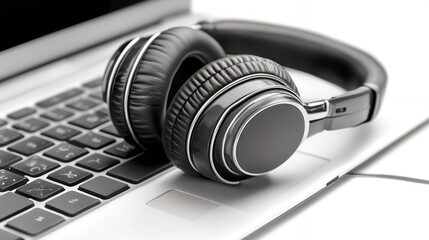 Pair of black noise-canceling headphones on a desk