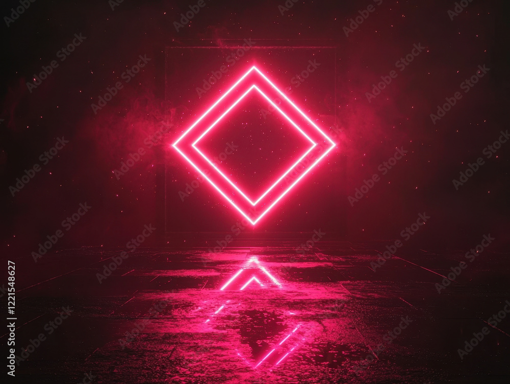 Poster glowing abstract design with neon geometric shapes in a cosmic environment showcases intricate detai