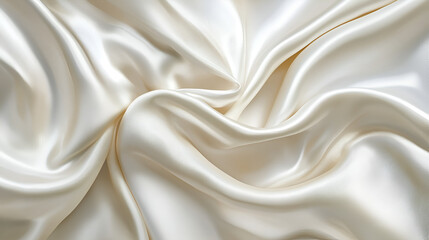 Obraz premium Creamy, luxurious silk fabric with elegant drapes and folds. Perfect for fashion, beauty, or textile designs.
