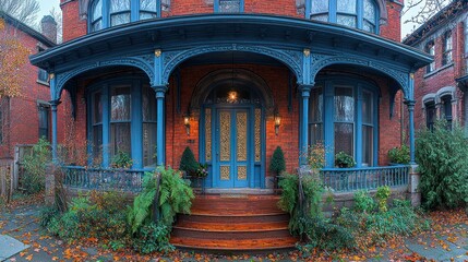 Fototapeta premium Victorian Era Home with Ornate Porch