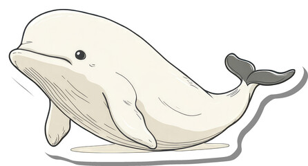 Obraz premium Adorable Cartoon Beluga Whale Sticker Design