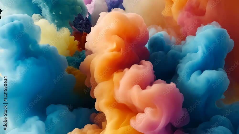 Poster Colorful smoke patterns create a mesmerizing visual effect in abstract art display