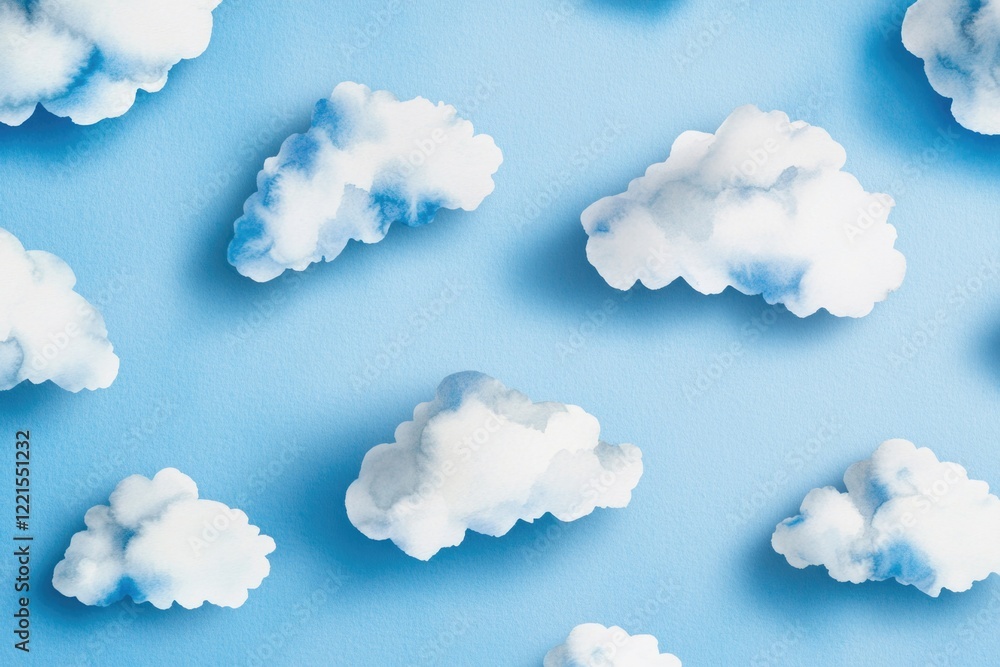 Aufkleber a collection of clouds floating on a calm blue background
