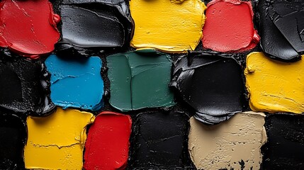 Abstract splashes of color arranged in a dynamic diagonal composition.