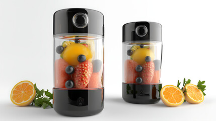 Two fruit blenders with fruit inside. generated using AI