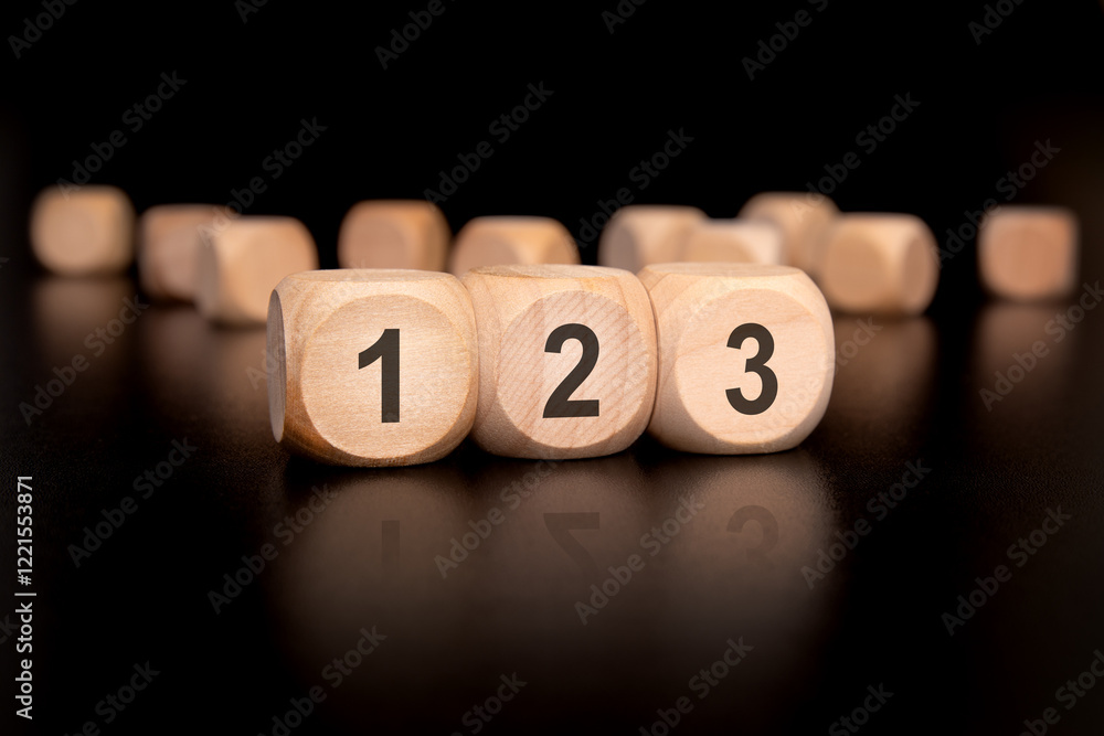 Poster engaging in a fun and creative counting down activity with wooden blocks 123 sequence