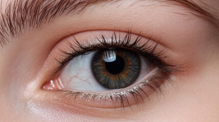 Obraz premium Close-up of a captivating eye, showcasing intricate details and natural beauty.