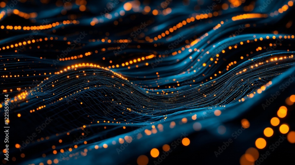Wall mural abstract technology network background with glowing lines