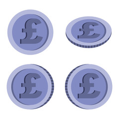 Various sizes of pound currency coins displayed in a simple layout