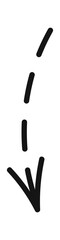 Straight dashed arrow pointing down