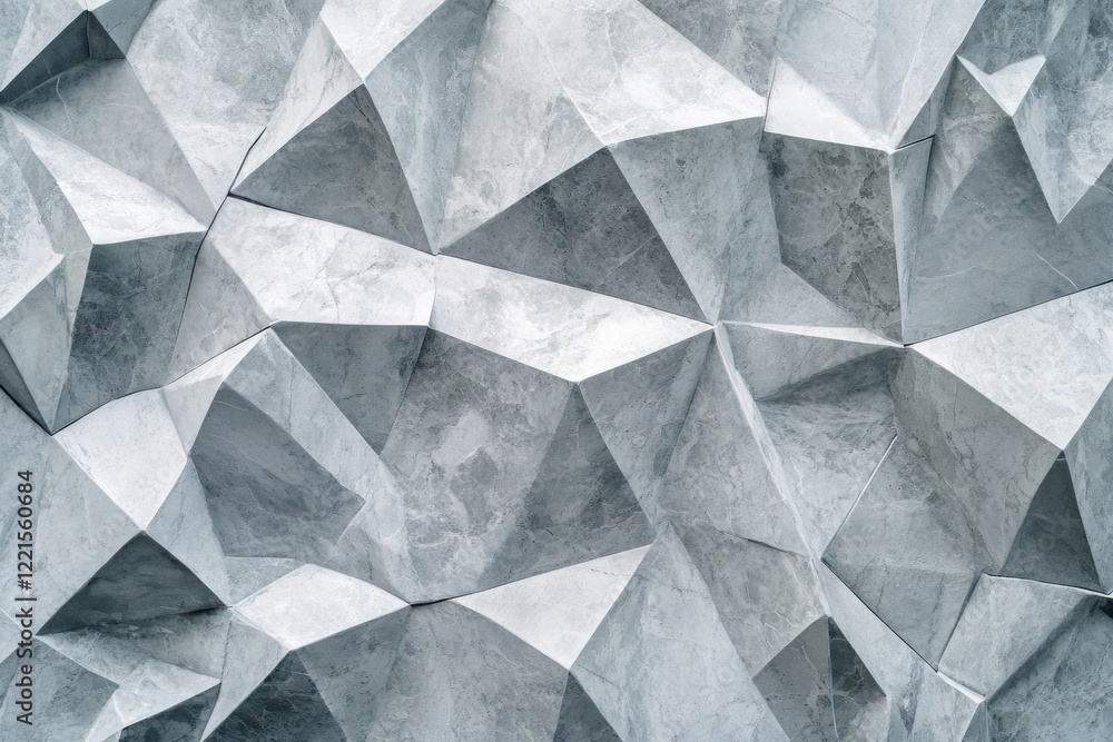 Poster a detailed view of a wall constructed from triangular shapes