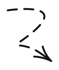 Broken dashed arrow indicating downward