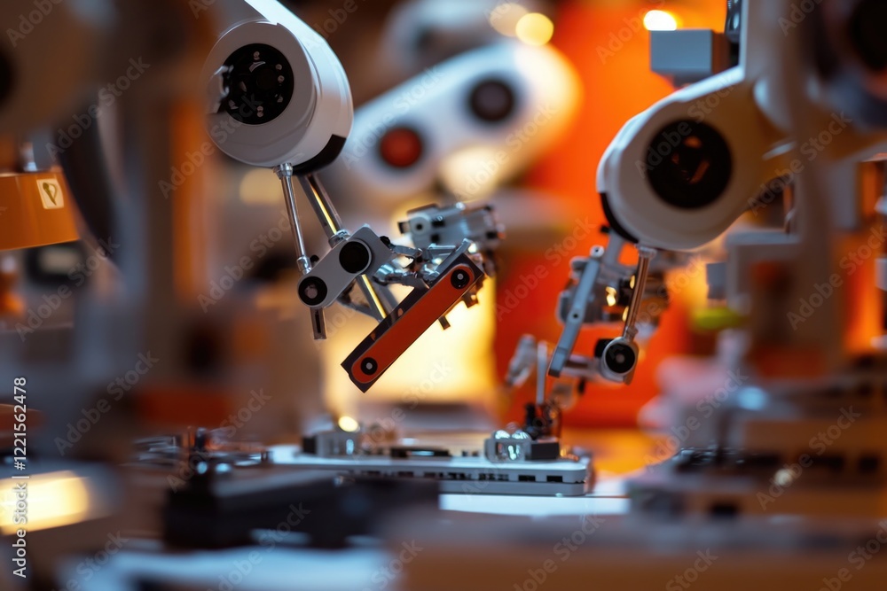 Poster group of robots standing together in a modern setting
