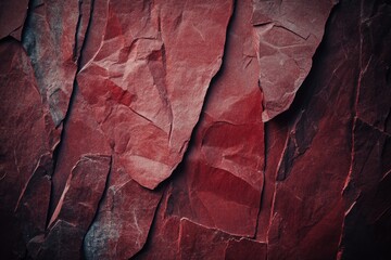 A close-up view of a red rock wall with rugged texture and earthy tones