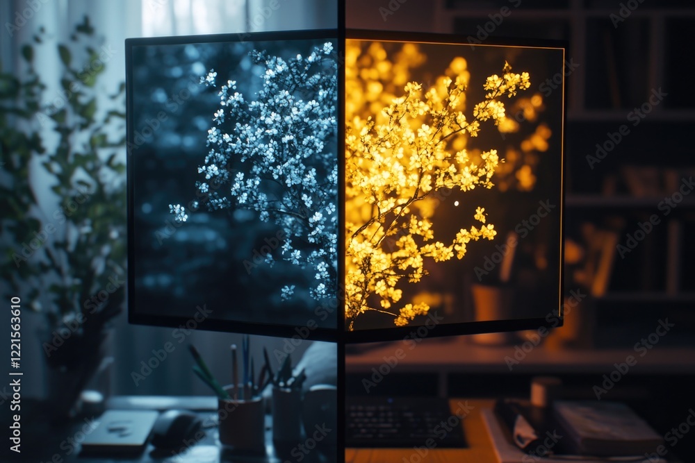 Poster a digital image of a tree on a computer screen, suitable for use in presentations or as an illustrat