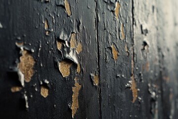 Obraz premium A close-up view of peeling paint on a wall, useful for illustrations about decay or neglect
