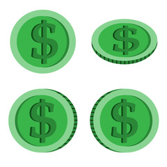 Various green dollar coins displayed in a grid pattern